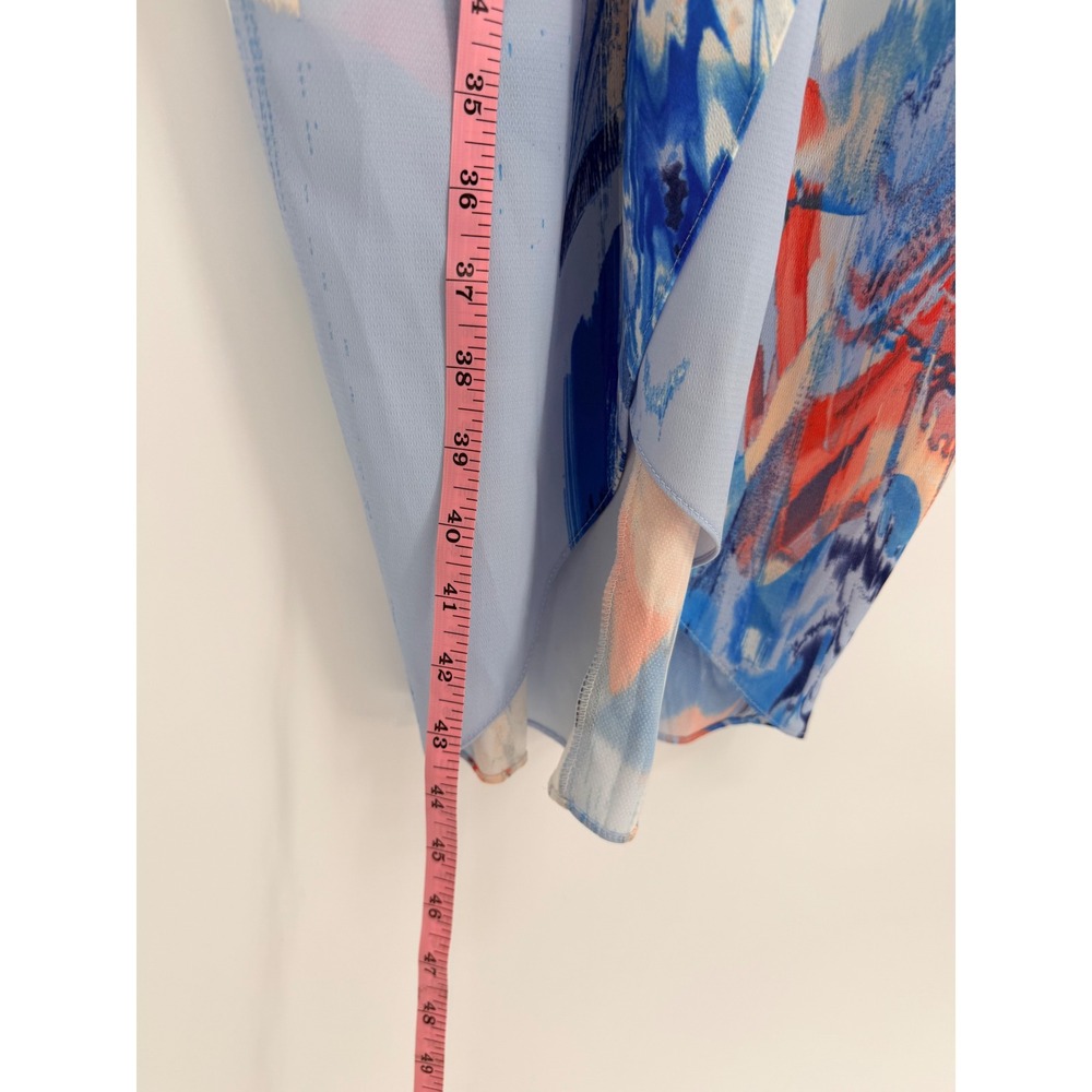 Chelsea28 Blue Orange Abstract Brushstroke Tulip Midi Dress Womens Size 4 V-Neck - Picture 7 of 9